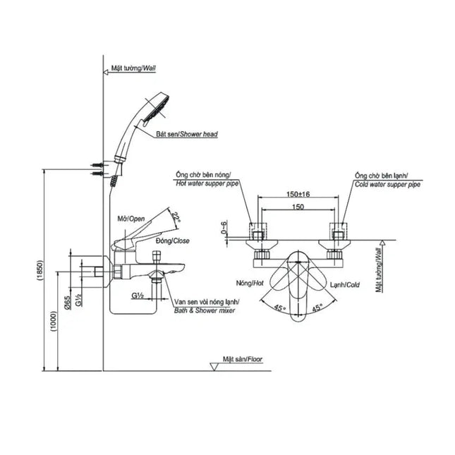 Bộ sen tắm nóng lạnh LF TBS04302V TBW02006A | Thiết Bị Vệ Sinh TOTO