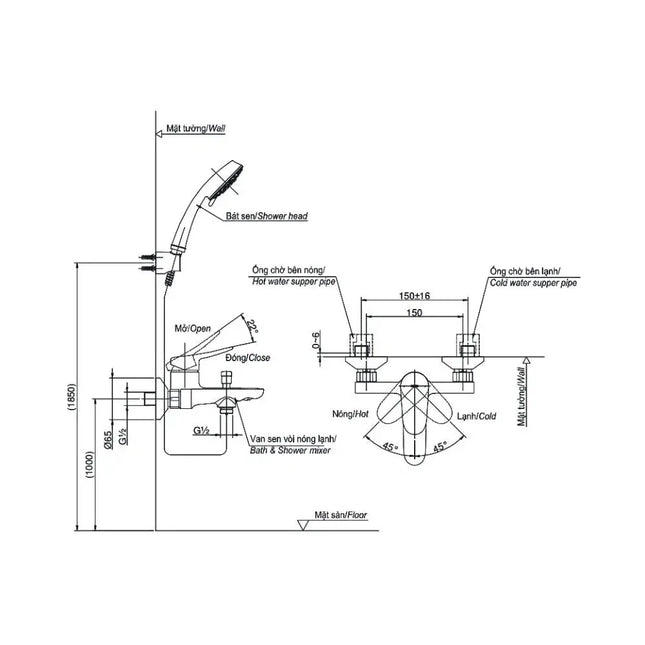 Bộ sen tắm nóng lạnh LF TBS04302V TBW07009A | Thiết Bị Vệ Sinh TOTO