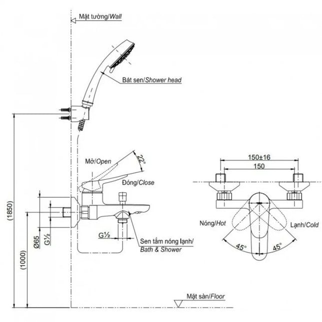 TBS04302V TBW07012A - Sen tắm gắn tường