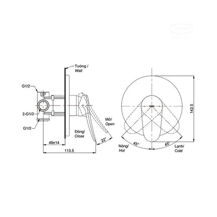 Van gật gù điều chỉnh nóng lạnh LF TBS04303B | Thiết Bị Vệ Sinh TOTO