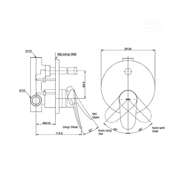 Van gật gù điều chỉnh nóng lạnh LF TBS04304B | Thiết Bị Vệ Sinh TOTO