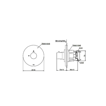 Van dừng kèm phụ kiện âm tường TBV01101B TBN01104B | Thiết Bị Vệ Sinh …