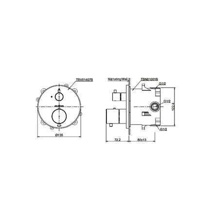 Van điều chỉnh nhiệt độ TBV01407B TBN01001B | Thiết Bị Vệ Sinh TOTO