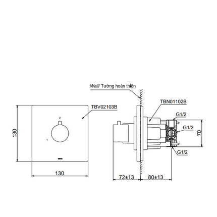 Van Chuyển Hướng 2 Đường Nước TOTO TBV02103B TBN01102B