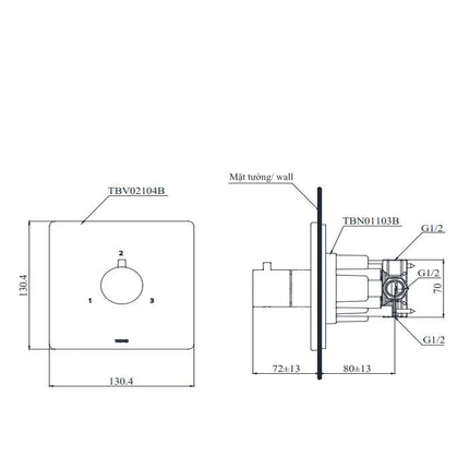Van Chuyển Hướng 3 Đường Nước TOTO TBV02104B/TBN01103B