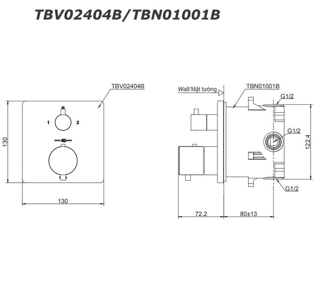 Van Điều Chỉnh Nhiệt Độ TOTO TBV02404B TBN01001B