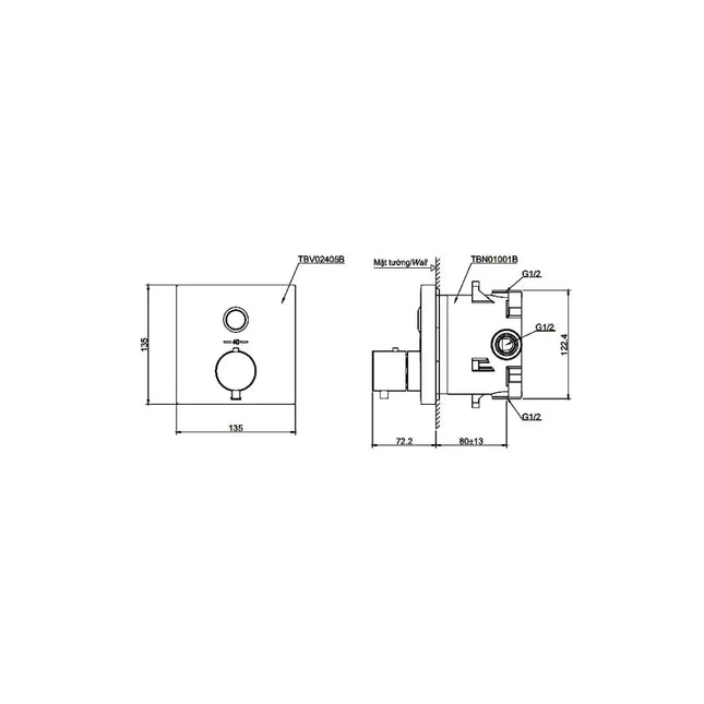 Van điều chỉnh nhiệt độ TBV02405B TBN01001B | Thiết Bị Vệ Sinh TOTO