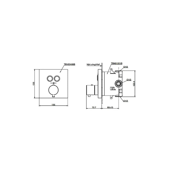 Van điều chỉnh nhiệt độ TBV02406B TBN01001B | Thiết Bị Vệ Sinh TOTO