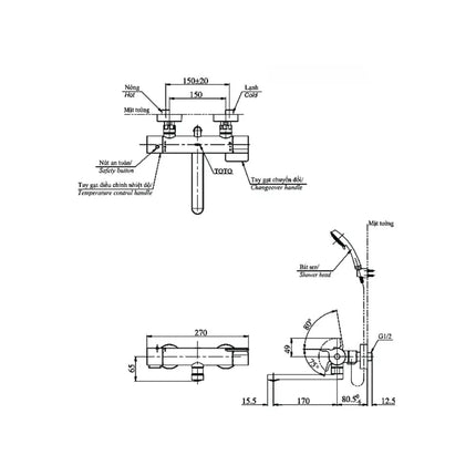 Sen tắm nhiệt độ TBV03427V TBW03002B | Thiết Bị Vệ Sinh TOTO