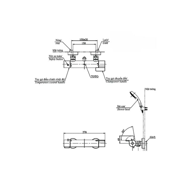 Sen tắm nhiệt độ TBV03431V TBW01008A | Thiết Bị Vệ Sinh TOTO