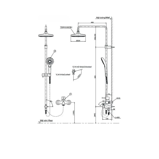 Bộ sen cây TBW01002BA TBG01302VA TBW01010A | Thiết Bị Vệ Sinh TOTO