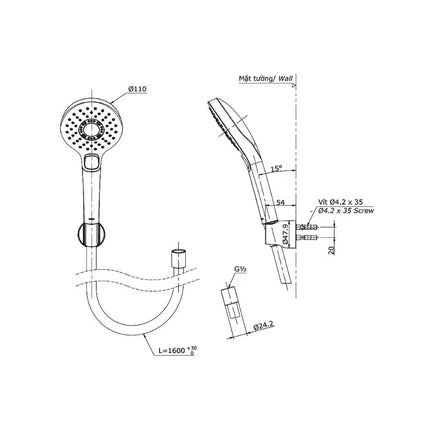 Bộ sen cây TBW01002BA TBG03302V TBW01010A | Thiết Bị Vệ Sinh TOTO