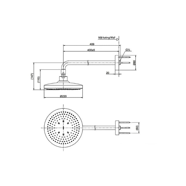 Bát sen gắn tường TBW01003A | Thiết Bị Vệ Sinh TOTO
