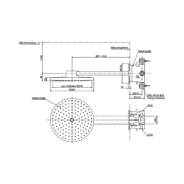 Bát sen gắn tường TBW01005B TBN01002B | Thiết Bị Vệ Sinh TOTO
