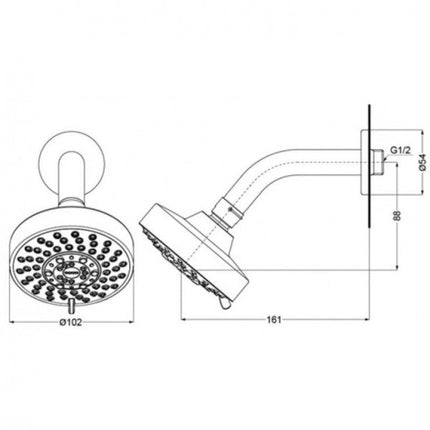 Bát Sen Tắm Gắn Tường TOTO TBW01013V (5 chế độ, tròn, 102mm)