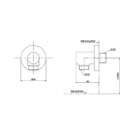 Cút nối tường TBW01014B | Thiết Bị Vệ Sinh TOTO