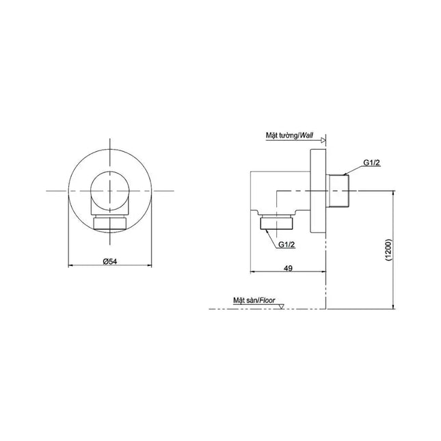 Cút nối tường TBW01014B | Thiết Bị Vệ Sinh TOTO