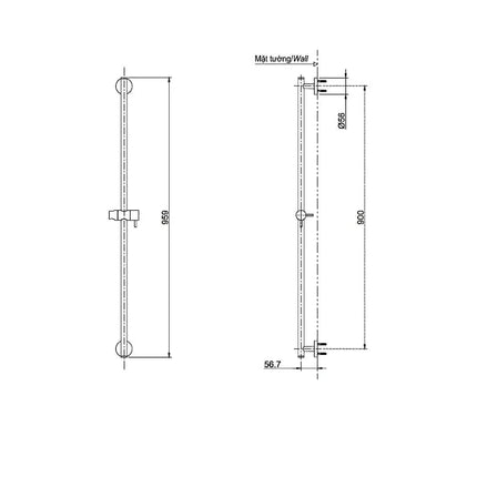Thanh trượt sen tắm TBW01015B | Thiết Bị Vệ Sinh TOTO