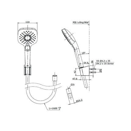 Bộ sen tắm nóng lạnh GR TBW02001BA TBG02302VA TBW02006A | Thiết Bị Vệ Sinh TOTO