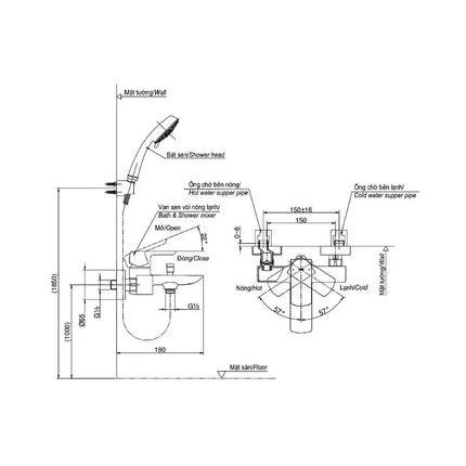 Bộ sen tắm nóng lạnh GR TBW02001BA TBG02302VA TBW02006A | Thiết Bị Vệ Sinh TOTO