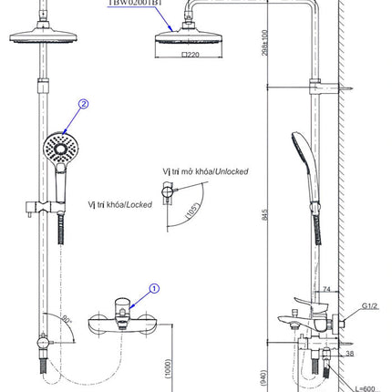 Bộ Sen Cây Nóng Lạnh TOTO TBW02001BA TBG04302VA TBW02005V