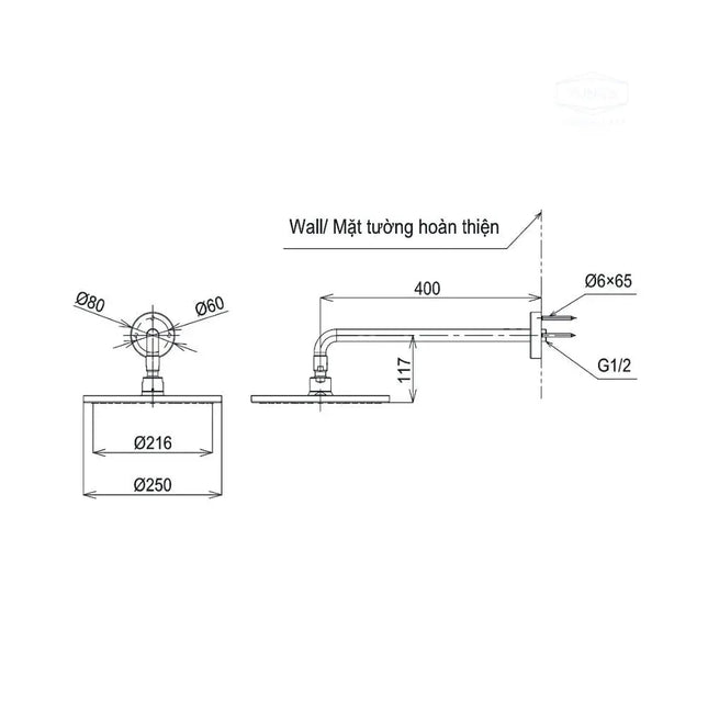 Bát sen gắn trần TBW07002A | Thiết Bị Vệ Sinh TOTO