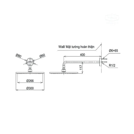 Bát sen gắn trần TBW07003A | Thiết Bị Vệ Sinh TOTO