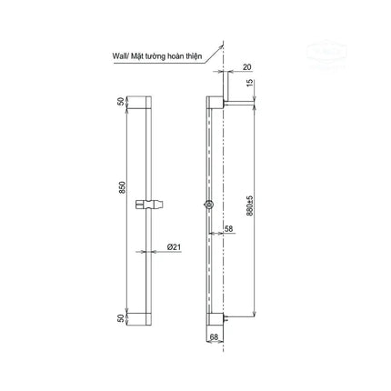 Thanh trượt sen tắm TBW07018A | Thiết Bị Vệ Sinh TOTO