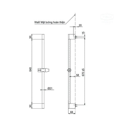 Thanh trượt sen tắm TBW07019A | Thiết Bị Vệ Sinh TOTO