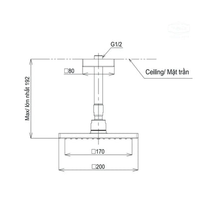 Bát sen gắn trần TBW08001A1 | Thiết Bị Vệ Sinh TOTO