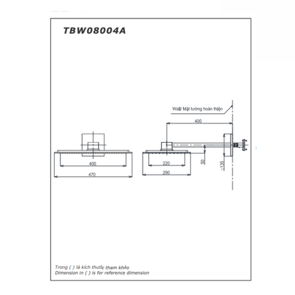 Bát sen tắm gắn tường TOTO TBW08004A kèm van âm TBN01002B (2 chế độ, Z Series)