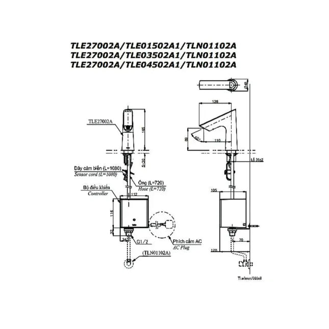 Vòi cảm ứng tự động TLE27002A TLE01502A1 TLN01102A | Thiết Bị Vệ Sinh TOTO
