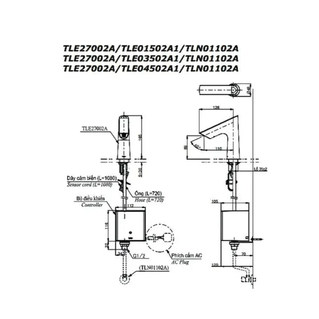 Vòi cảm ứng tự động TLE27002A TLE03502A1 TLN01103A TLE05701A | Thiết Bị Vệ Sinh TOTO