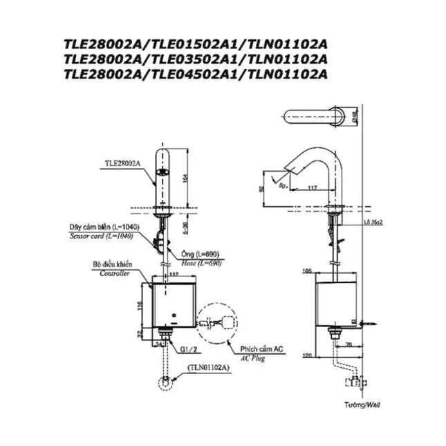 Vòi cảm ứng tự động TLE28002A TLE01502A1 TLN01102A | Thiết Bị Vệ Sinh TOTO