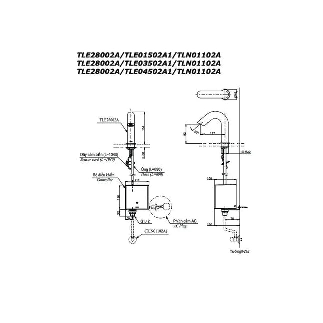 Vòi cảm ứng tự động TLE28002A TLE03502A1 TLN01102A | Thiết Bị Vệ Sinh TOTO