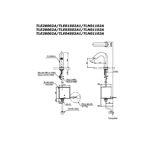 Vòi cảm ứng tự động TLE28002A TLE03502A1 TLN01103A TLE05701A | Thiết Bị Vệ Sinh TOTO
