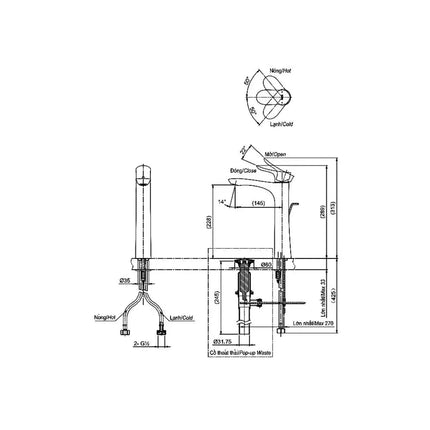 Tlg01307V Vòi Lavabo Nóng Lạnh