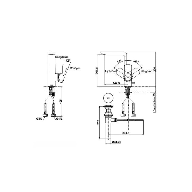 Tlg02309Bb Vòi Lavabo Nóng Lạnh