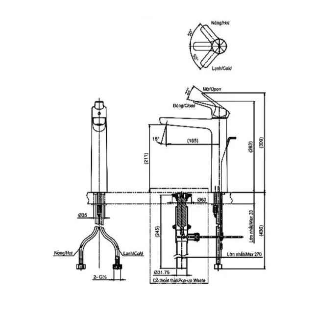Tlg03305V Vòi Lavabo Nóng Lạnh
