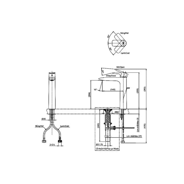Tlg04307V Vòi Lavabo Nóng Lạnh