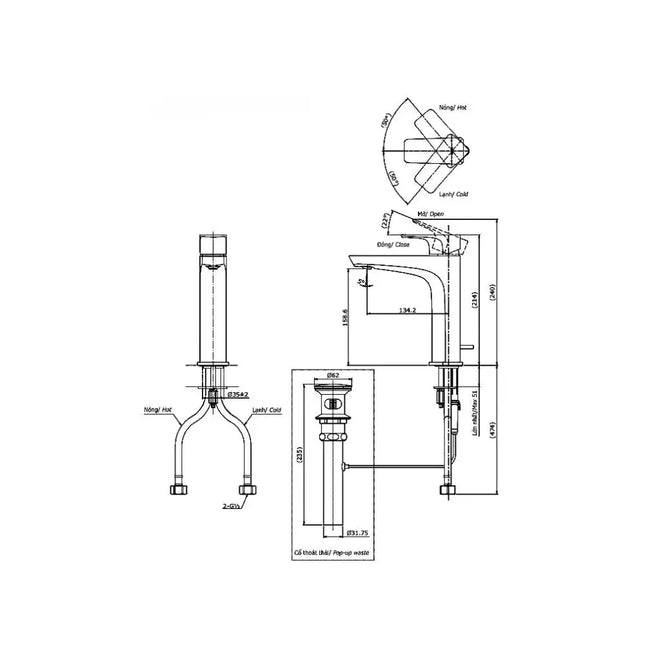 Tlg07303V Vòi Lavabo Nóng Lạnh
