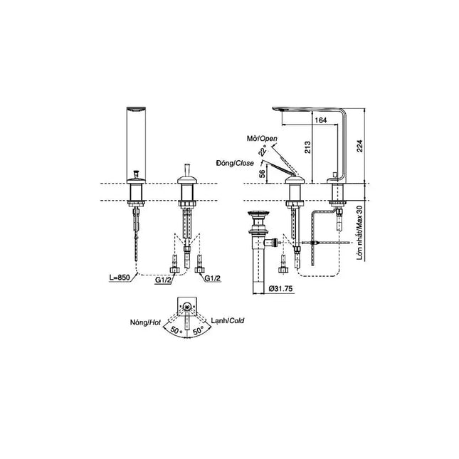 Vòi chậu rửa mặt gật gù nóng lạnh ZL TLP02307B | Thiết Bị Vệ Sinh TOTO