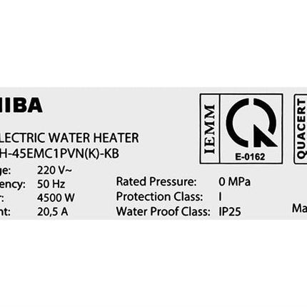MÁY TẮM NƯỚC NÓNG TOSHIBA TWH-45EMC1PVN(K)-KB