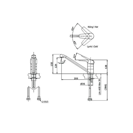 Ttkc301Fv Vòi Lavabo Nóng Lạnh
