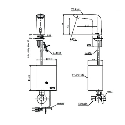Ttla101 Ttle101E2L Hap004A Vòi Lavabo Tự Động