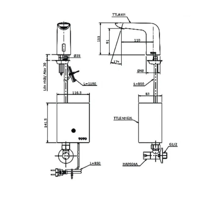 Ttla101 Ttle101E2L Hap004A Vòi Lavabo Tự Động