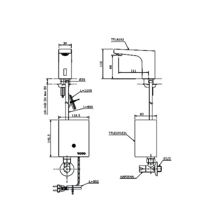 Ttla102 Ttle101E2L Hap004A Vòi Lavabo Tự Động