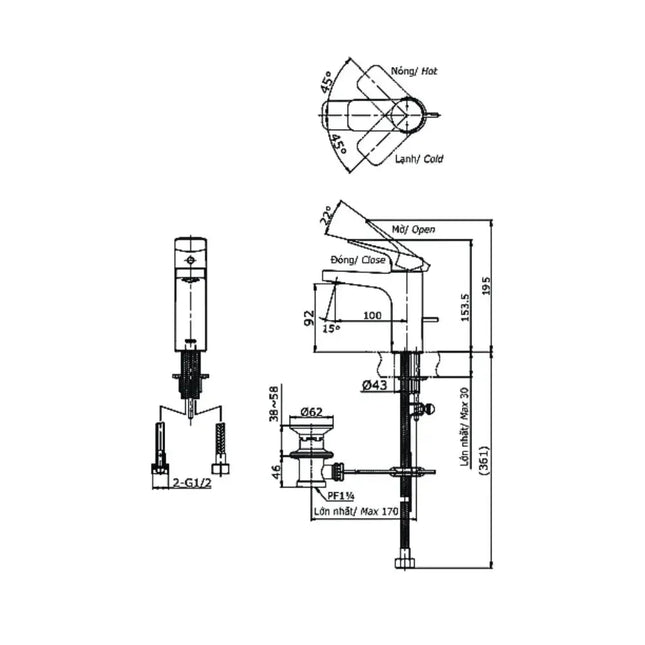 Ttlr302F-1Nr Vòi Lavabo Nóng Lạnh