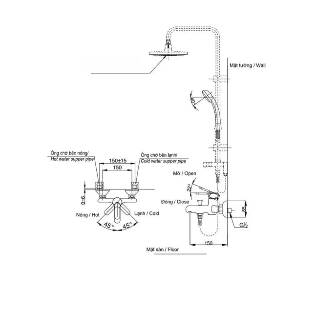 Sen tắm cây nóng lạnh TVSM104NSR DM907C1S | Thiết Bị Vệ Sinh TOTO