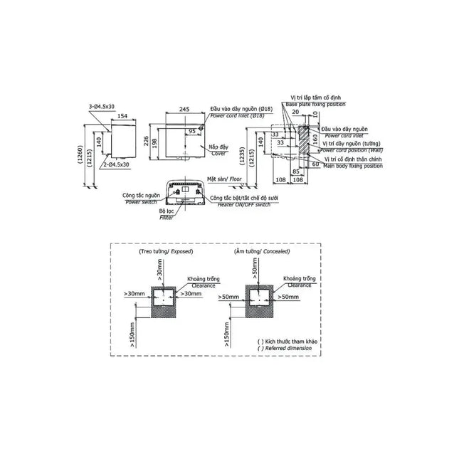 Máy sấy tay tốc độ cao (220V) TYC322M | Thiết Bị Vệ Sinh TOTO